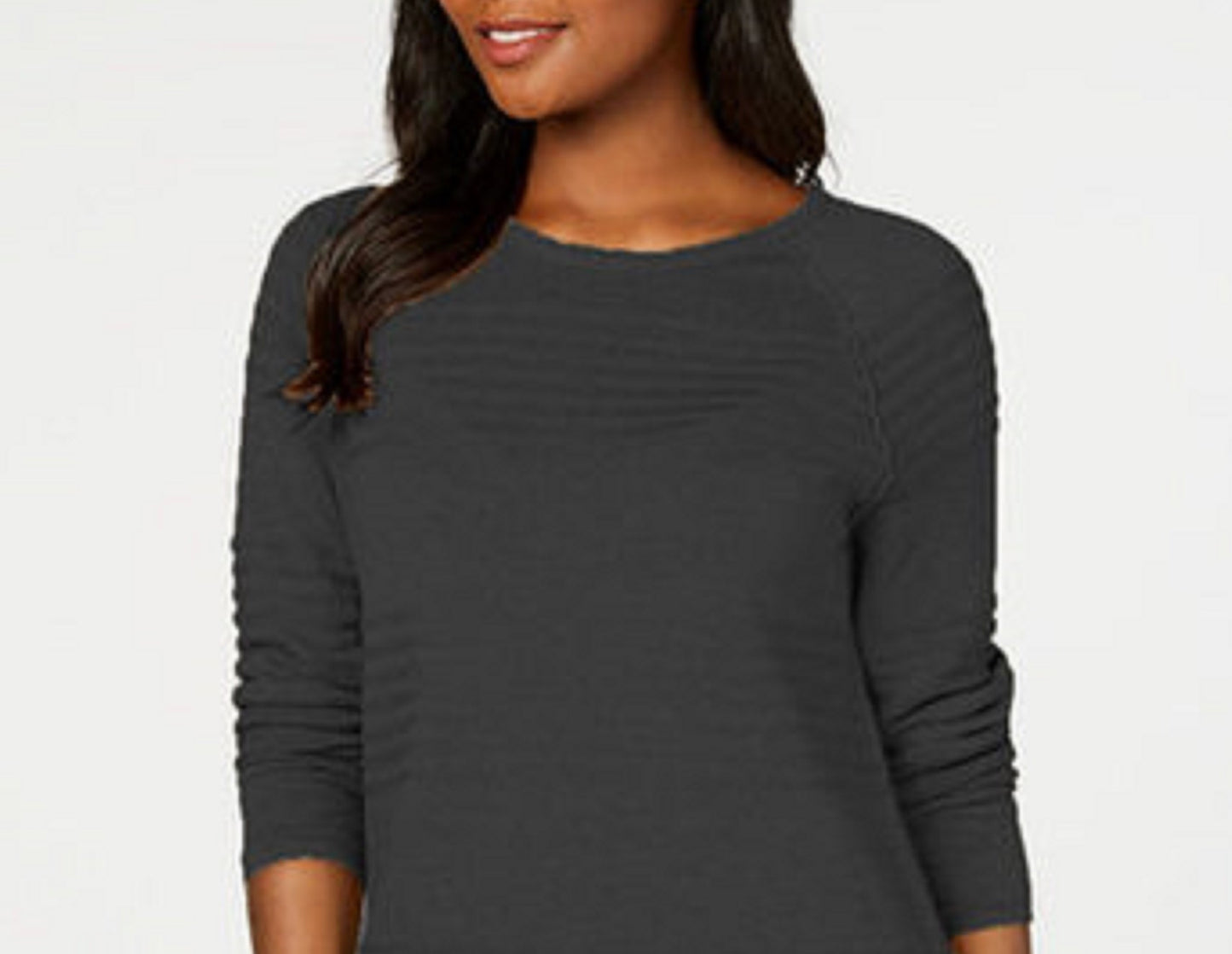 Karen Scott Women's Ribbed Cotton Pullover Sweater Black Size XX-Large