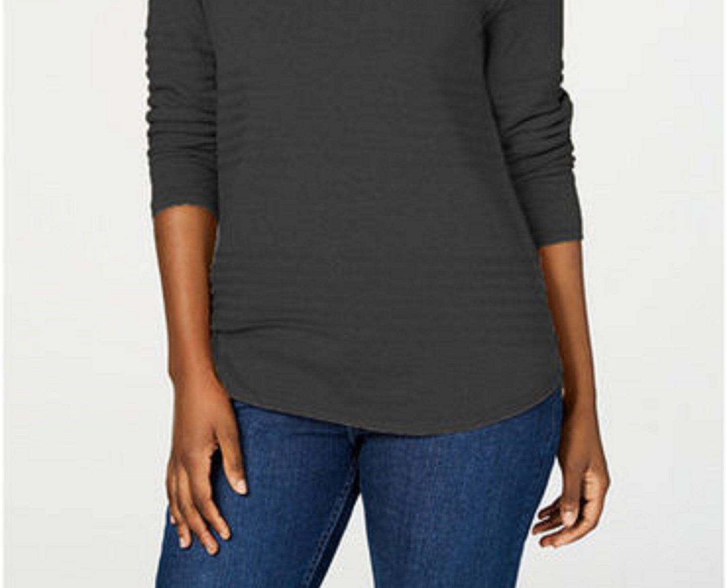 Karen Scott Women's Ribbed Cotton Pullover Sweater Black Size XX-Large