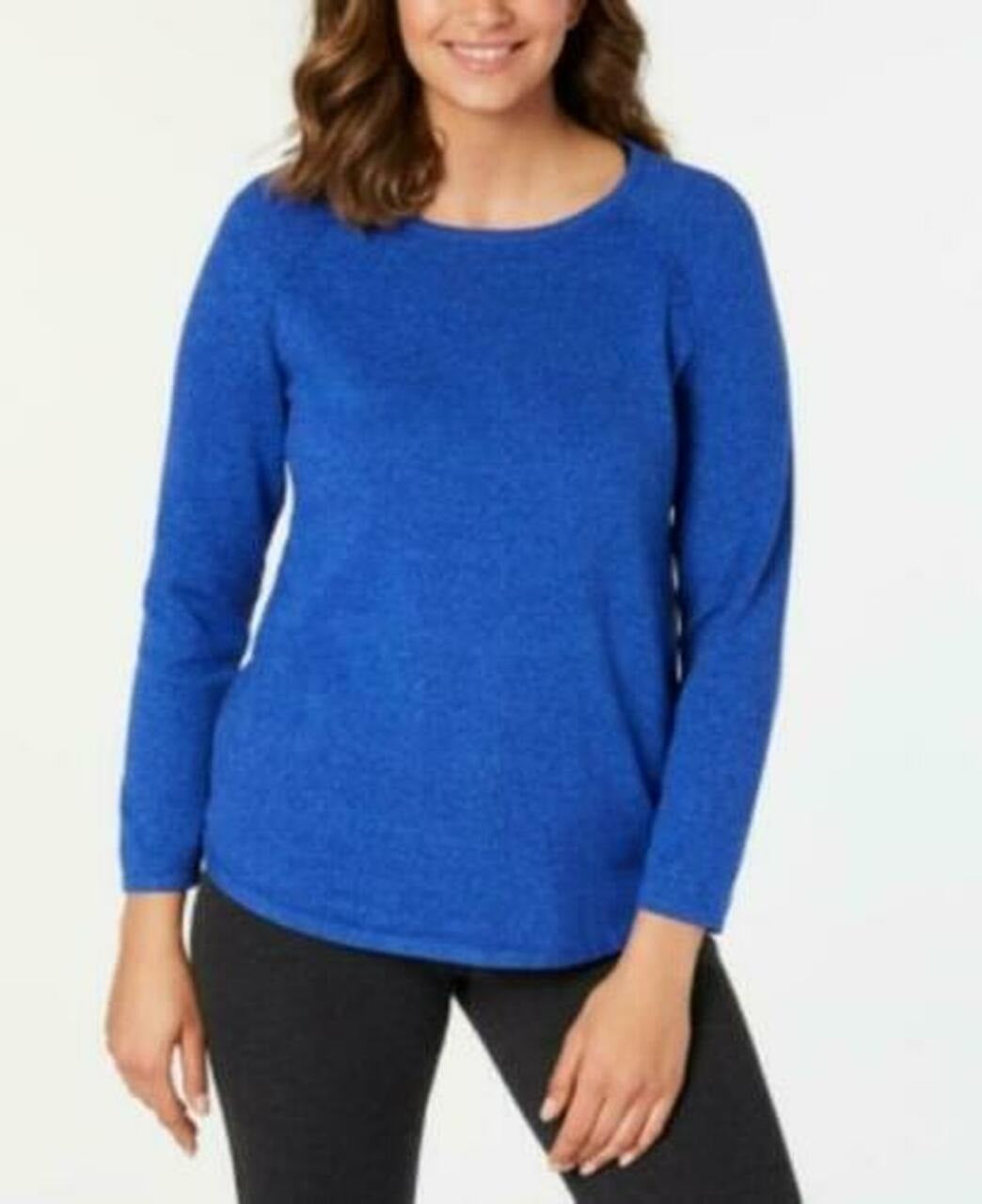 Karen Scott Women's Curved-Hem Sweater Blue Size X-Small