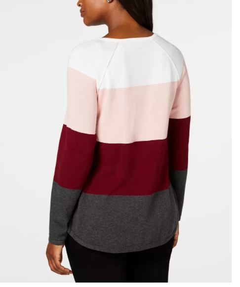 Karen Scott Women's Colorblocked Pullover Sweater Red Size Small