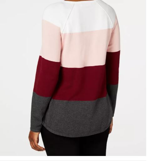 Karen Scott Women's Colorblocked Pullover Sweater Red Size Small