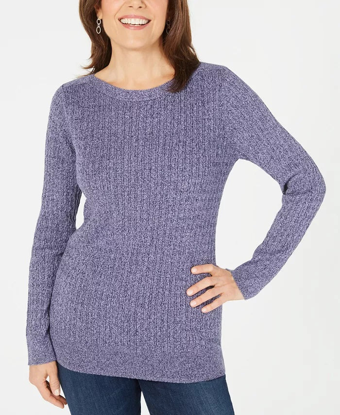Karen Scott Women's Boat-Neck Cotton Sweater Blue Size XX-Large