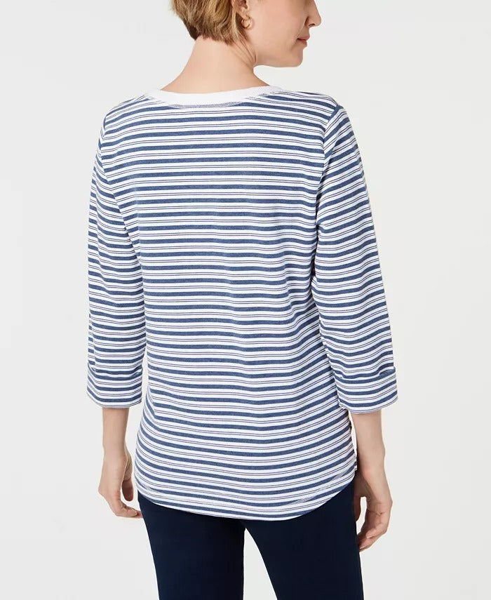 Karen Scott Women's Sport Zoe Sweatshirt Blue Size Large