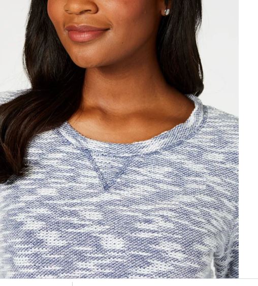 Karen Scott Women's Space Dye 3/4 Sleeve Top Grey Size Petite Medium