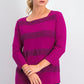 Karen Scott Women's Square Neck Lace Stripe Top Pink Size Large