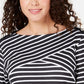 Karen Scott Women's Striped Crossover Top Purple Size Large