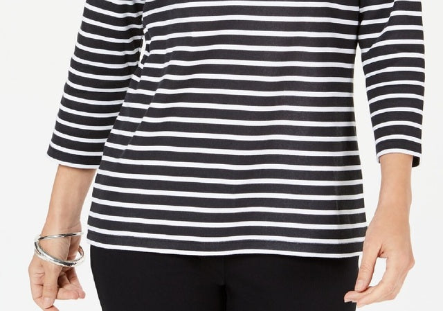 Karen Scott Women's Striped Crossover Top Purple Size Large