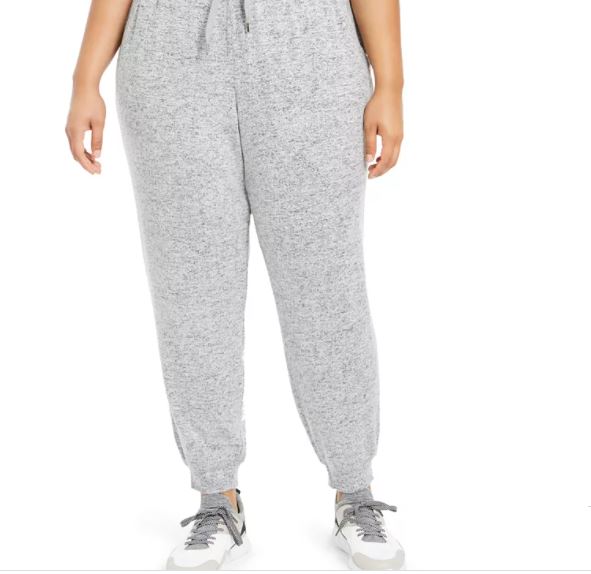 Ideology Women's Plus Knit Jogger Pants Grey Size 1X