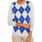 Charter Club Women's Argyle Crewneck Sweater Grey Size Small