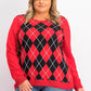 Charter Club Women's Argyle Crewneck Sweater Red Size Medium