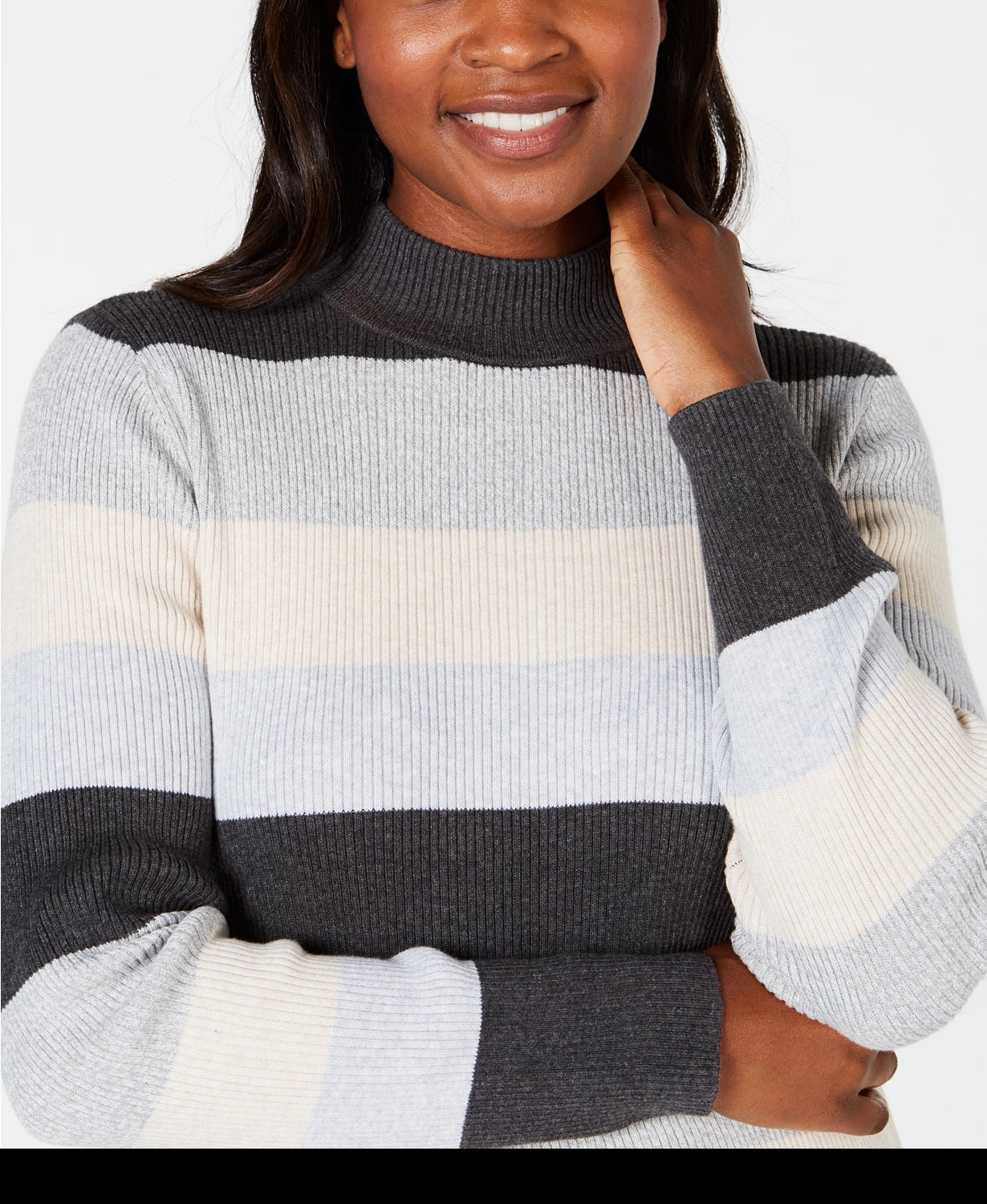 Karen Scott Women's Ribbed Mock-Neck Cotton Sweater Bright Blue Size X-Large