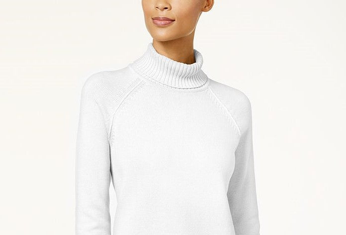 Karen Scott Women's Cotton Turtleneck Sweater White Size X-Large