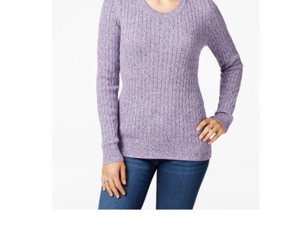 Karen Scott Women's Cotton Marled Knit Sweater Purple Size X-Small