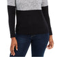Karen Scott Women's Colorblocked Cotton Turtleneck Sweater Charcoal Size XX Large
