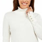JM Collection Women's Stud-Sleeve Pullover Turtleneck Sweater Natural Size X-Large