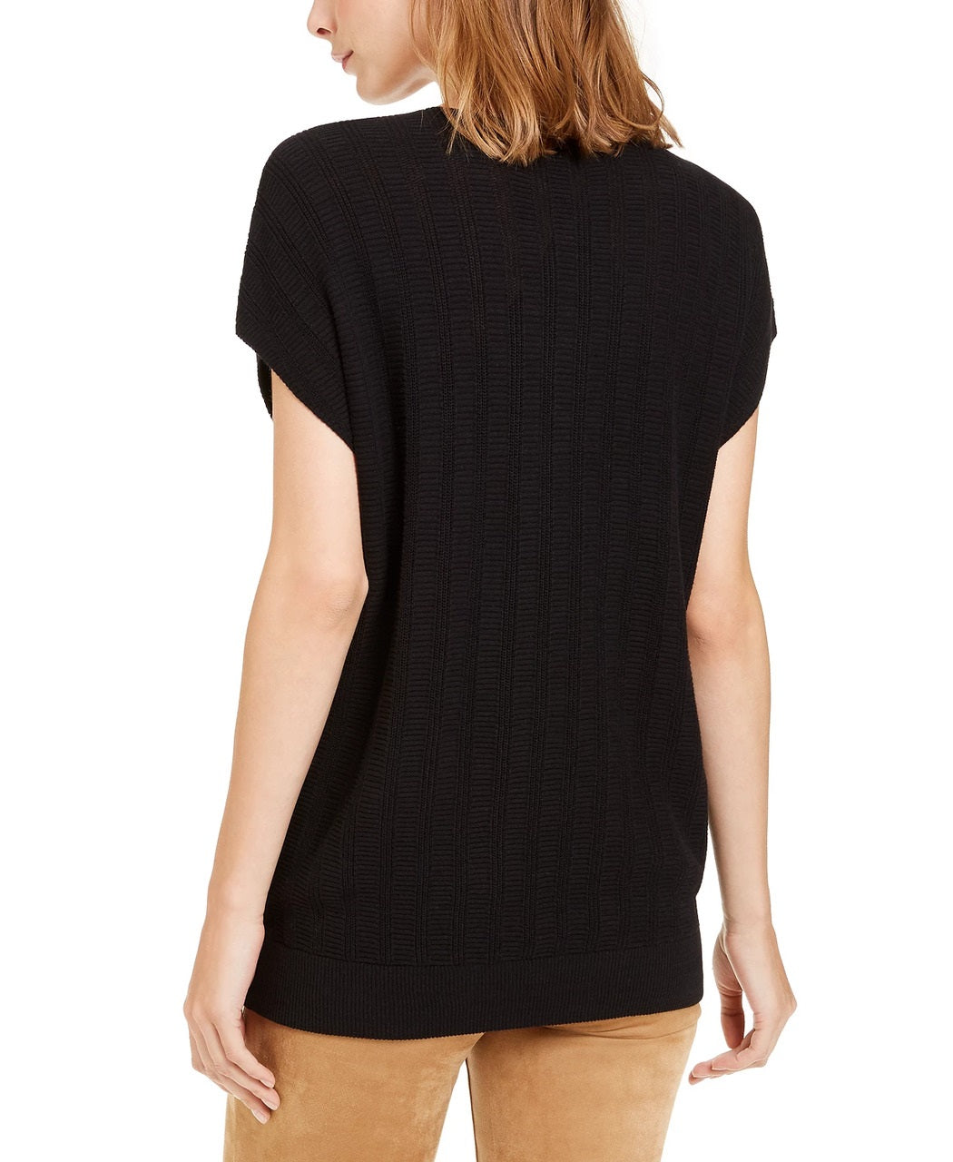 Alfani Women's Striped Batwing-Sleeve Sweater Black Size Small