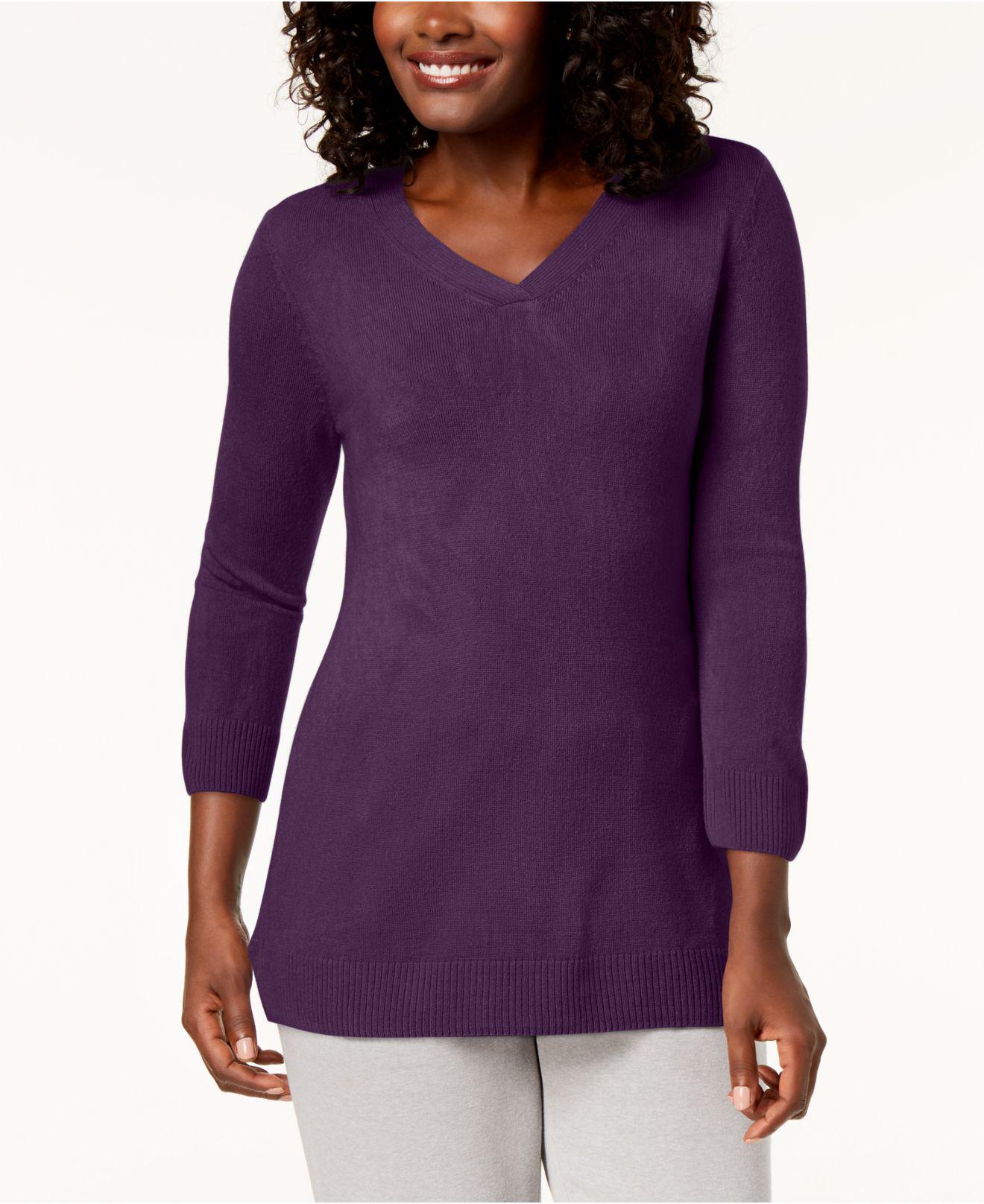 Karen Scott Women's V-Neck Sweater Med Purple Size Extra Large