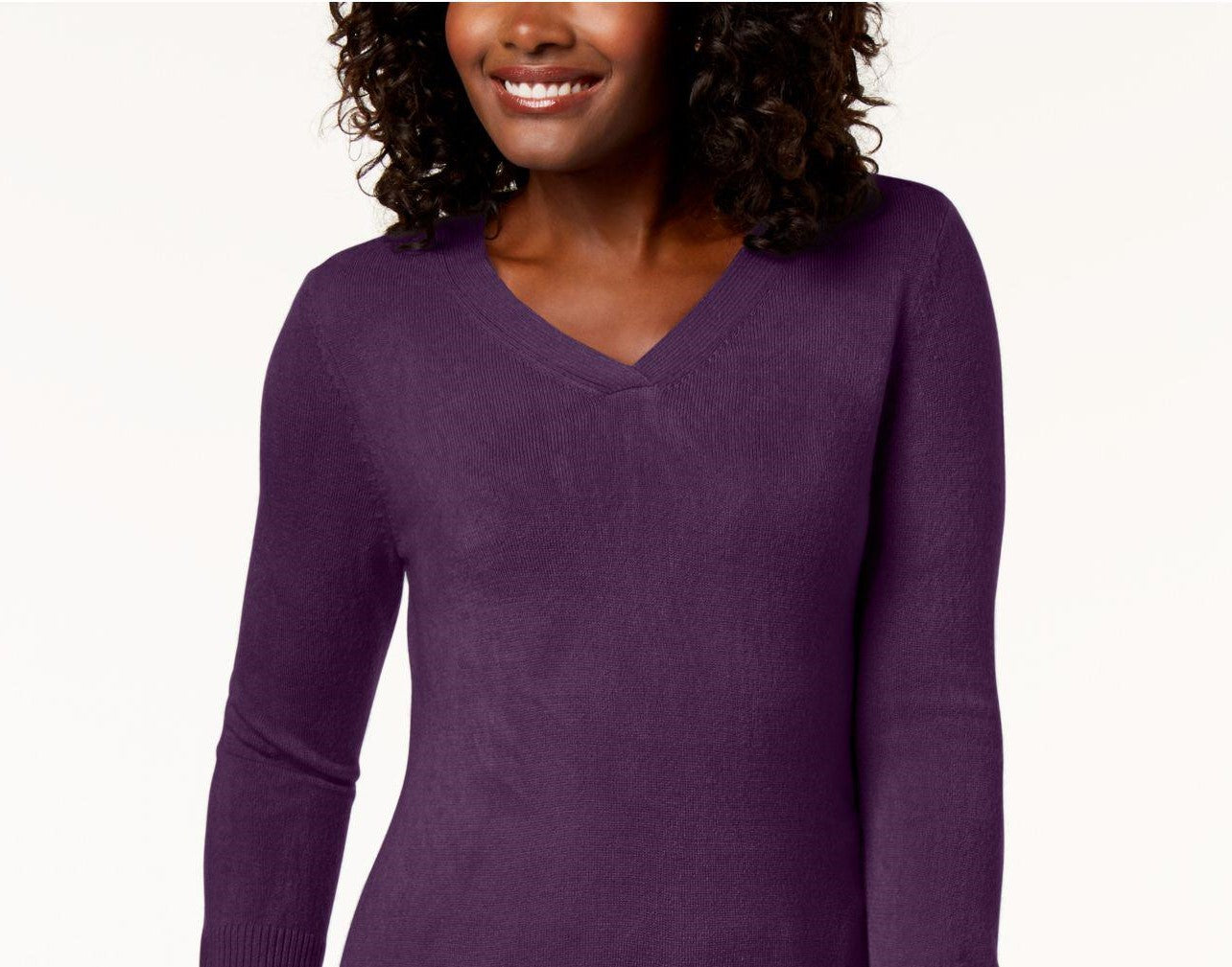 Karen Scott Women's V-Neck Sweater Med Purple Size Extra Large
