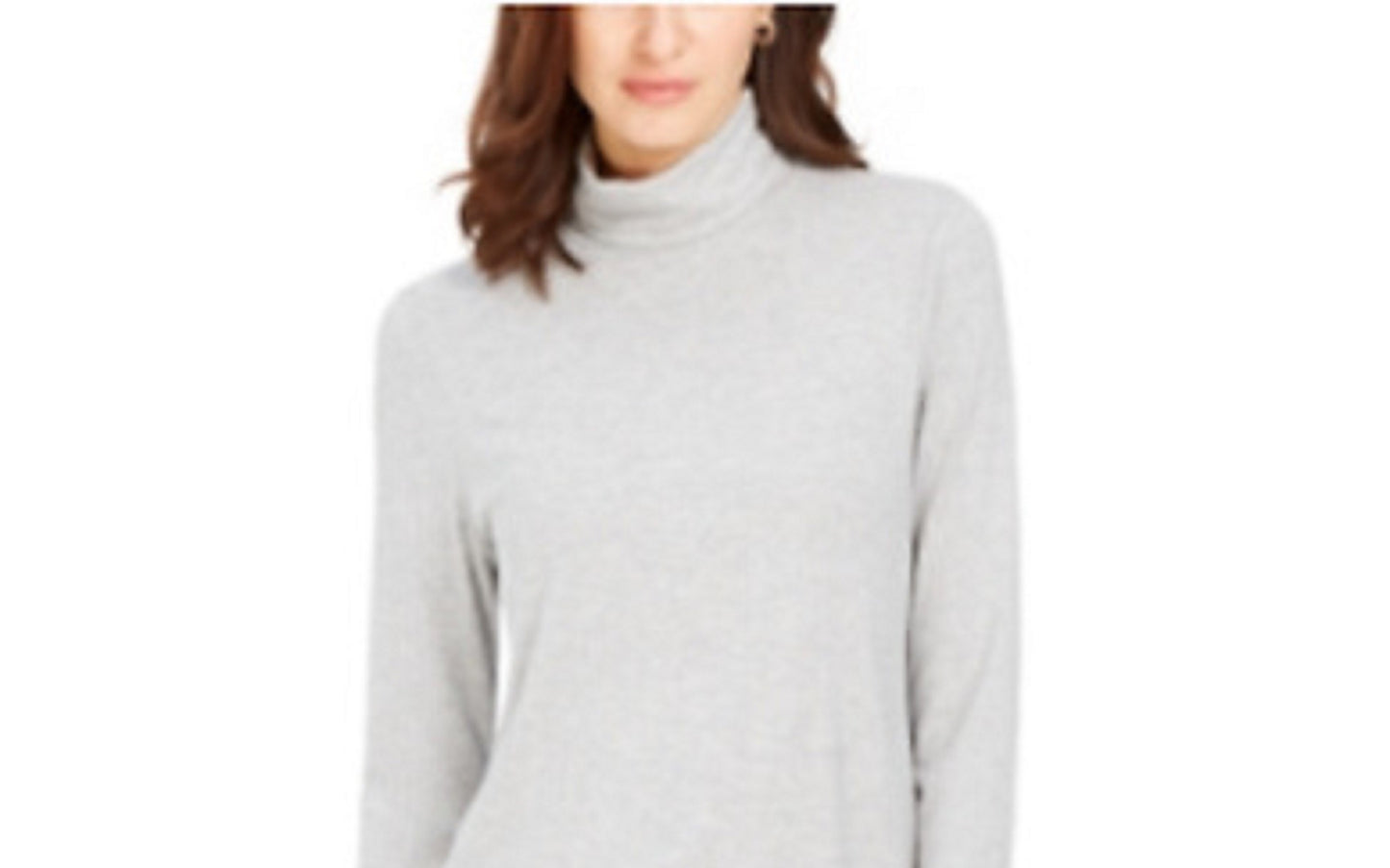 Charter Club Women's Heathered Ribbed Turtleneck Top Gray Size Large