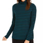 Charter Club Women's Striped Turtleneck Top Dark Green Size Small