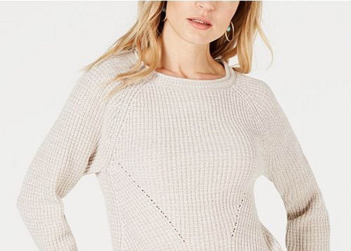Style & Co Women's Crewneck Marled Sweater Beige Size Extra Large