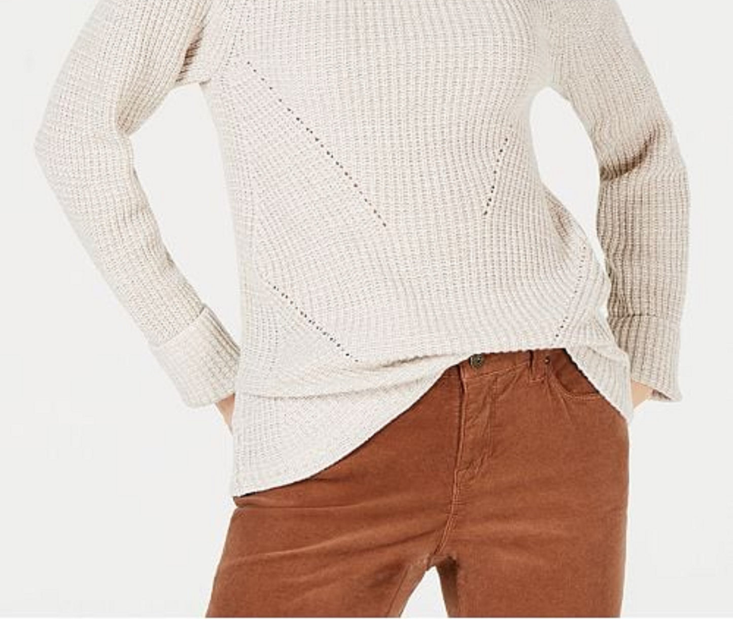 Style & Co Women's Crewneck Marled Sweater Beige Size Extra Large