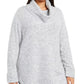Style & Co Women's Plus Size Waffle-Knit-Trim Cowlneck Sweater Gray Size 3X
