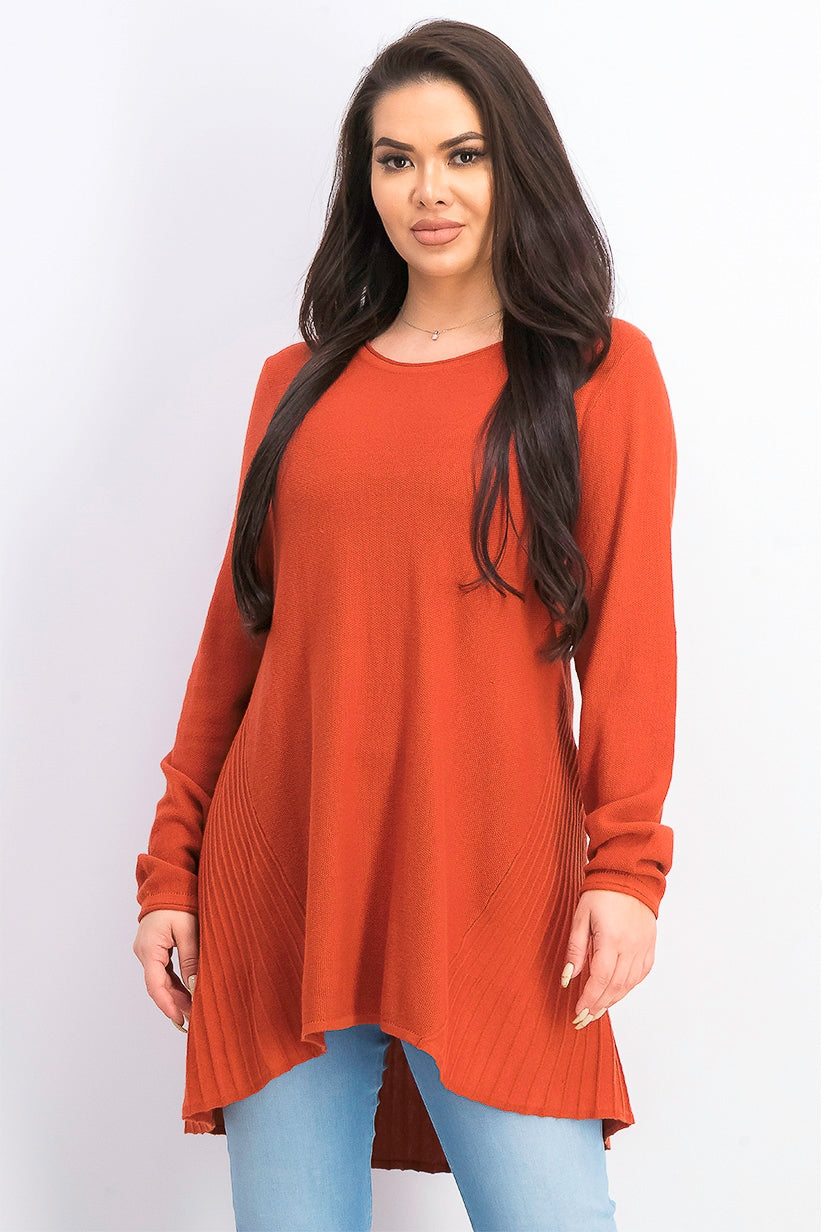 Style & Co Women's High-Low Tunic Sweater Dark Orange Size Medium
