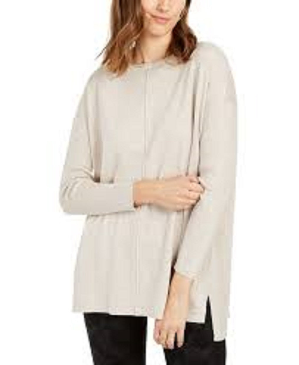 Style & Co Women's Plus Size Seam-Front Tunic Sweater Beige Size 1X