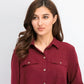 Charter Club Women's Two-Pocket Shirt Wine Size XX-Large