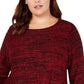 Style & Co Women's Bell Sleeve Marled Knit Sweater Red Size Extra Large