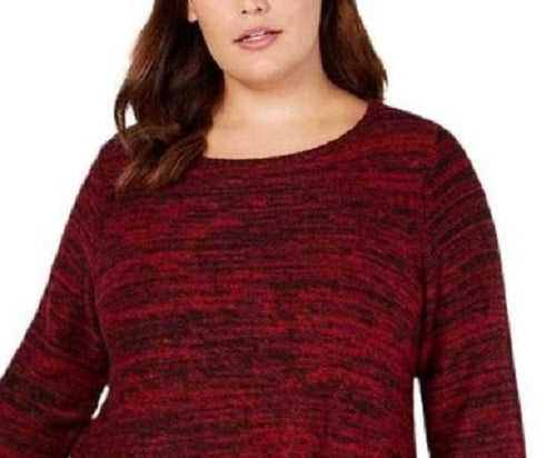 Style & Co Women's Bell Sleeve Marled Knit Sweater Red Size Extra Large