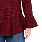 Style & Co Women's Bell Sleeve Marled Knit Sweater Red Size Extra Large