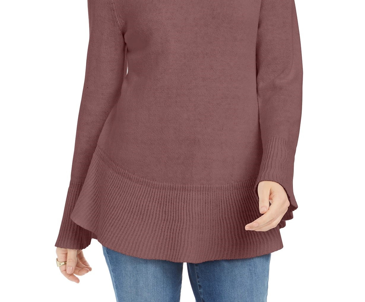 Style & Co Women's Ruffle Hem Knit Sweater Purple Size ium