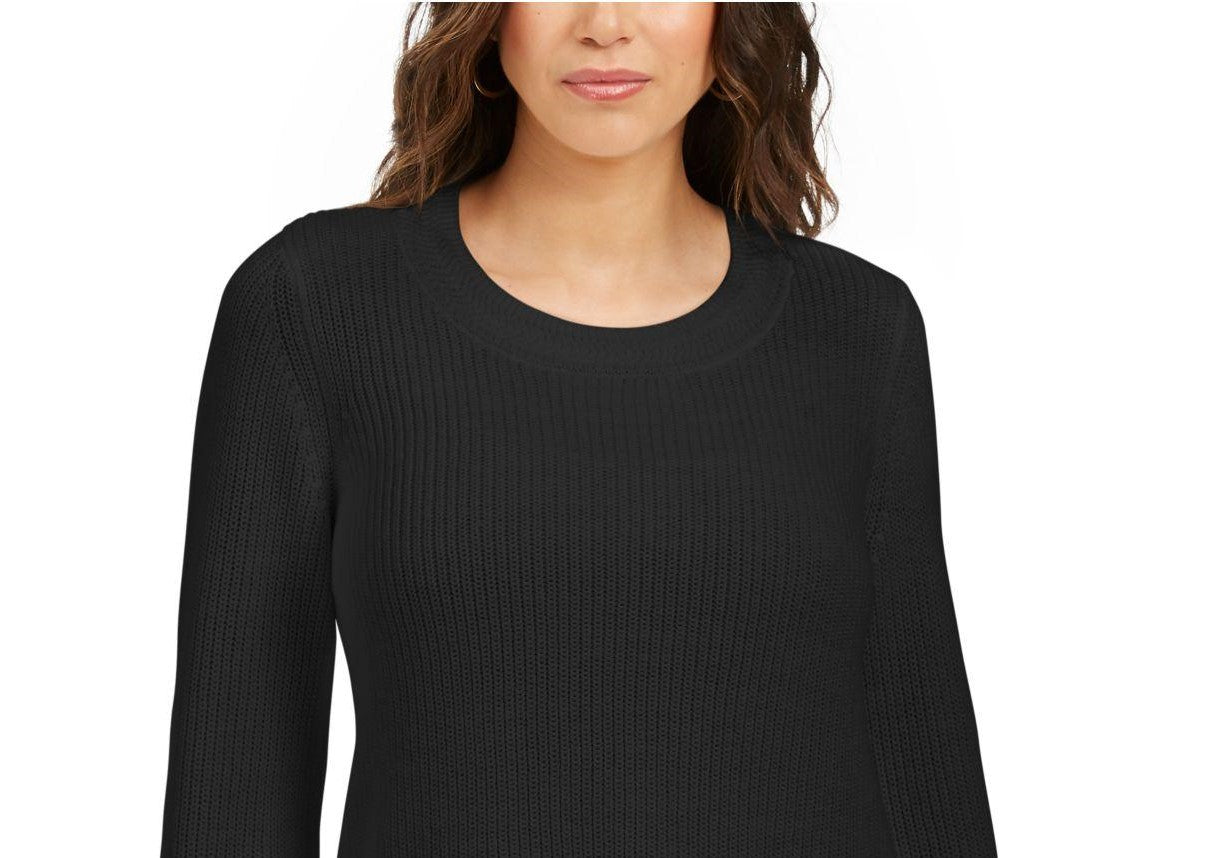 Style & Co Women's Boxy Knit Pullover Sweater Black Size Large