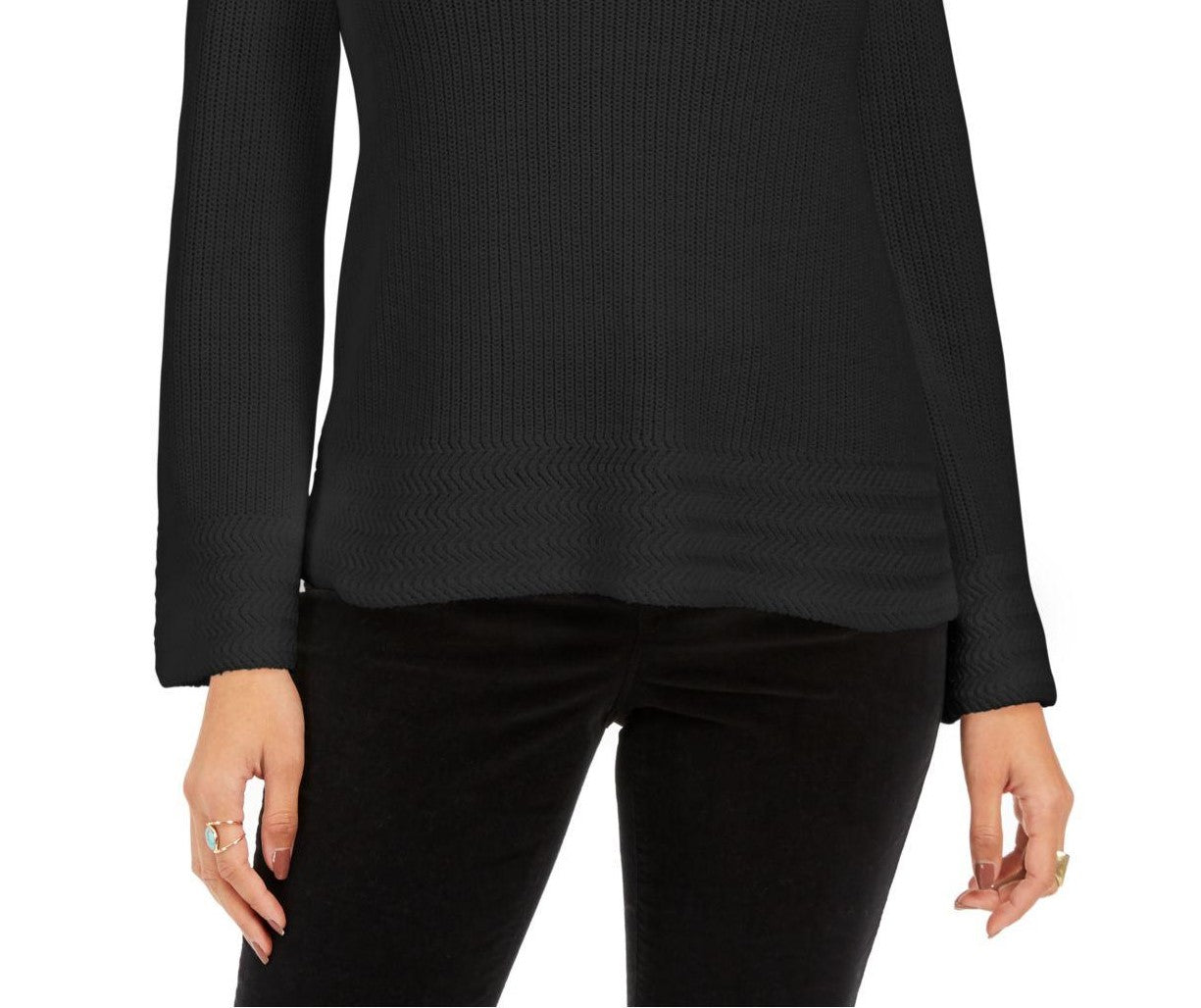 Style & Co Women's Boxy Knit Pullover Sweater Black Size Large
