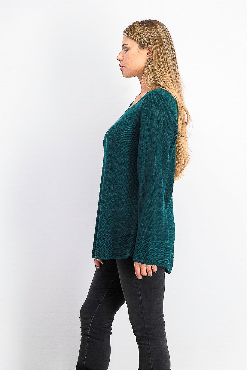 Style & Co Women's Boxy Knit Pullover Sweater Green Size Medium