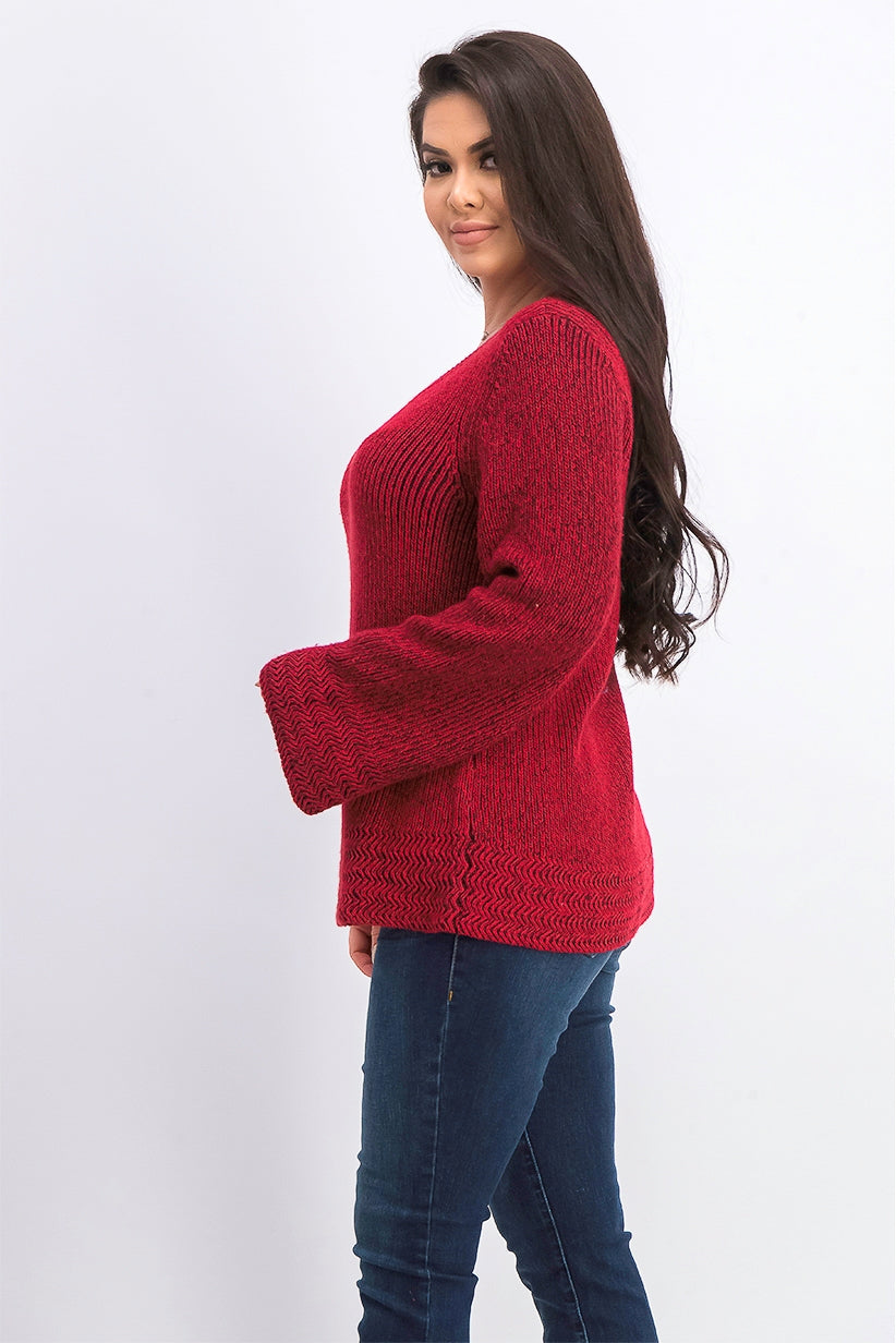 Style & Co Women's Boxy Knit Pullover Sweater Red Size Extra Small
