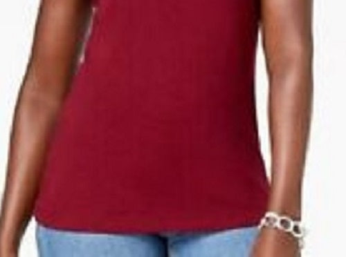 Karen Scott Women's Cotton Studded Tank Red Size Petite Medium