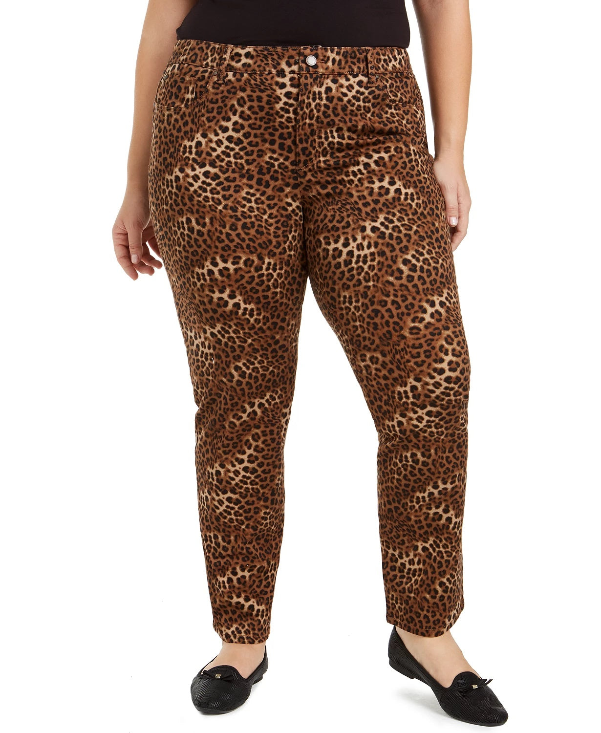 Charter Club Women's Plus Lexington Animal-Print Jeans Brown Size 18W