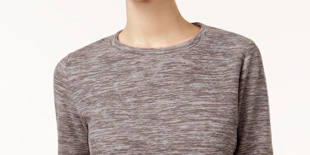Karen Scott Women's Sport Space-Dye Microfleece Top Charcoal Size X-Large