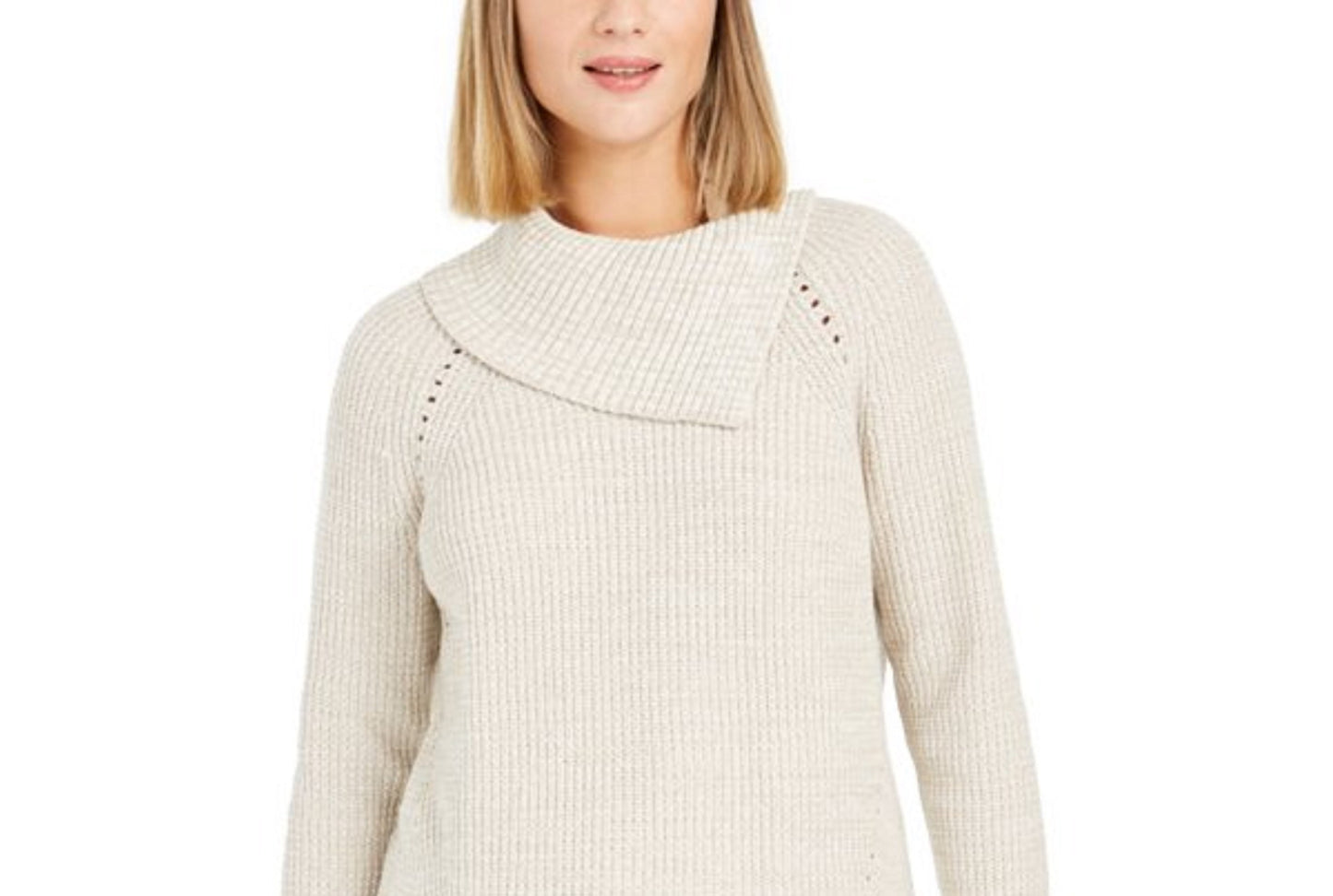 Style & Co Women's Pointelle-Knit Sweater Beige Size Small
