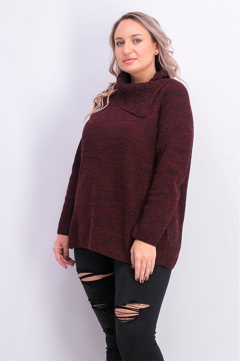 Style & Co Women's Pointelle-Knit Sweater Dark Red Size Small