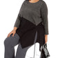 Alfani Women's Colorblocked Asymmetrical Sweater Black Size 2X