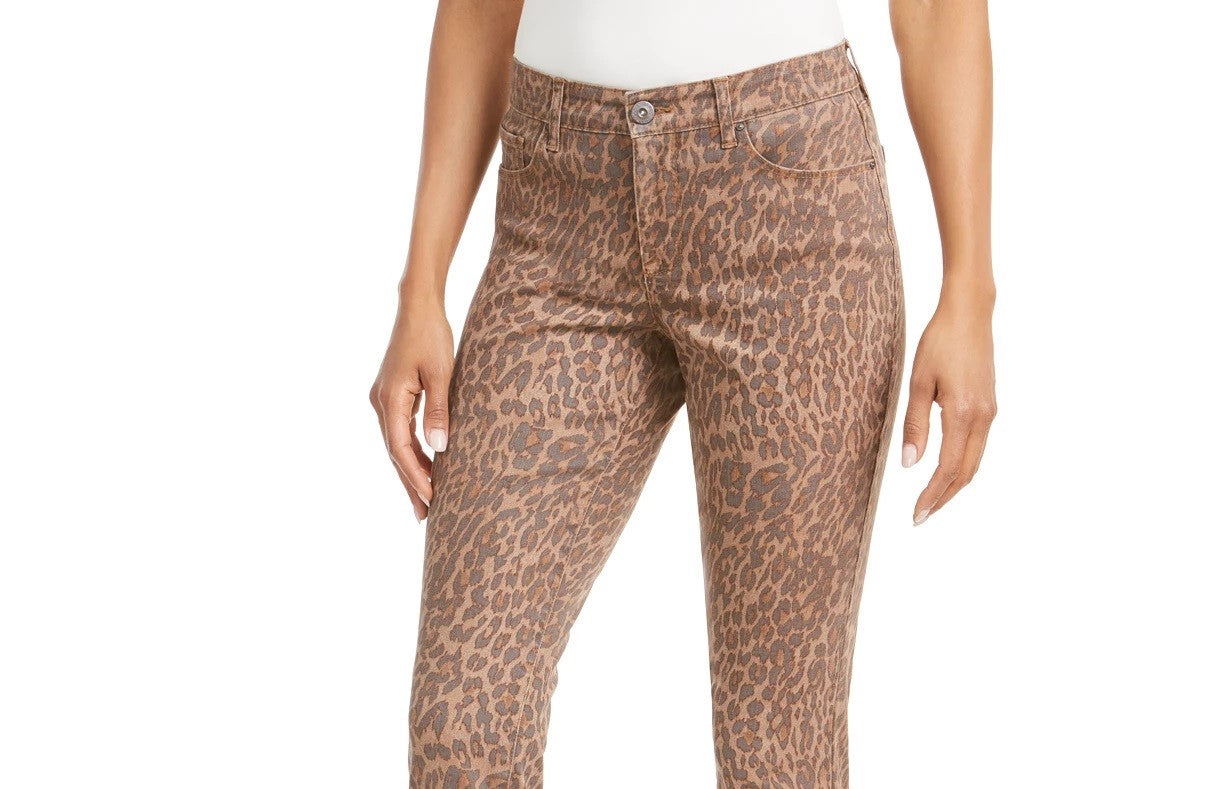 Style & Co Women's Curvy Fit Skinny Printed Jeans Red Size 6