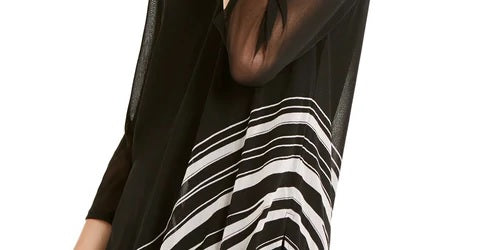 Alfani Women's Printed Sheer Tunic Black Size X-Large