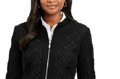 Charter Club Women's Quilted Mandarin-Collar Jacket Black Size Large