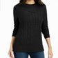 Charter Club Women's Patchwork Stitch Asymmetrical Collar Sweater Black Size Small