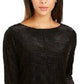 Charter Club Women's Textured Velvet Top Black Size Medium
