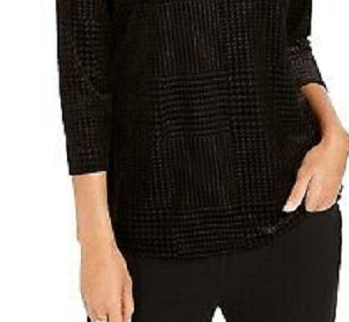 Charter Club Women's Textured Velvet Top Black Size Medium